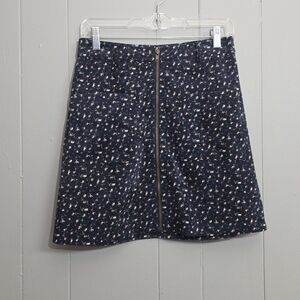 Chance Front Zip Floral Print Corduroy A Line Skirt Size M